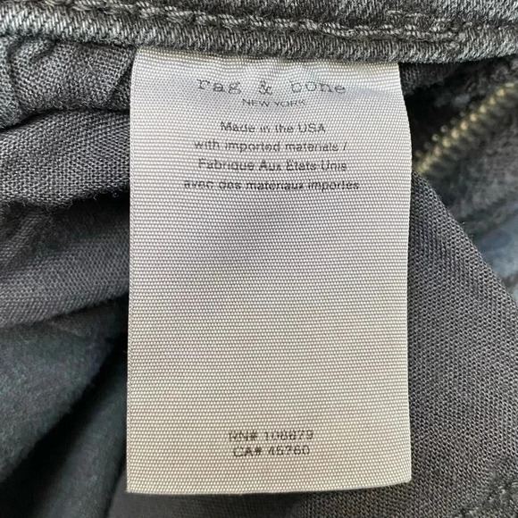 rag & bone Nina High-Rise Skinny Jeans 25 Charcoal Black Carlton Wash Zipper Hem - Picture 13 of 14